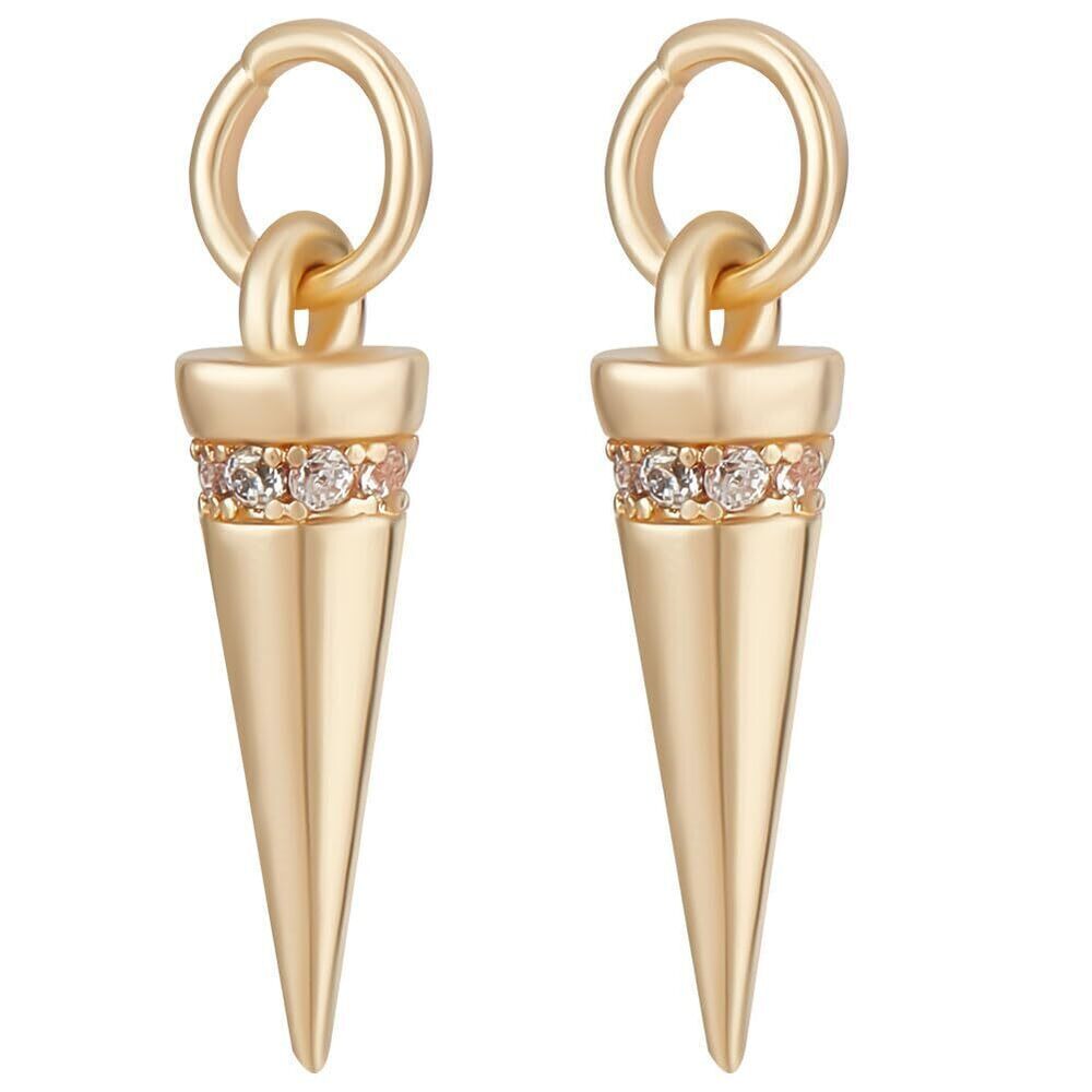 8047 1 Box 14pcs Rack Plating Brass Micro Pave Cubic Zirconia Charms Cone